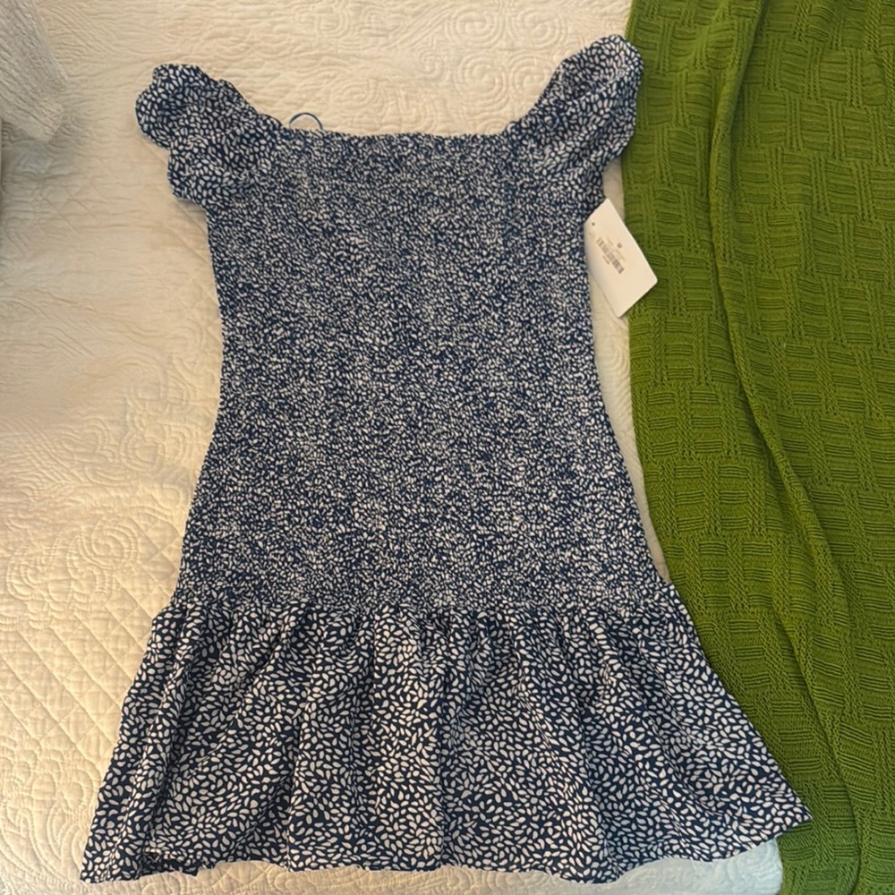 Lush Blue and White Patterned Dress